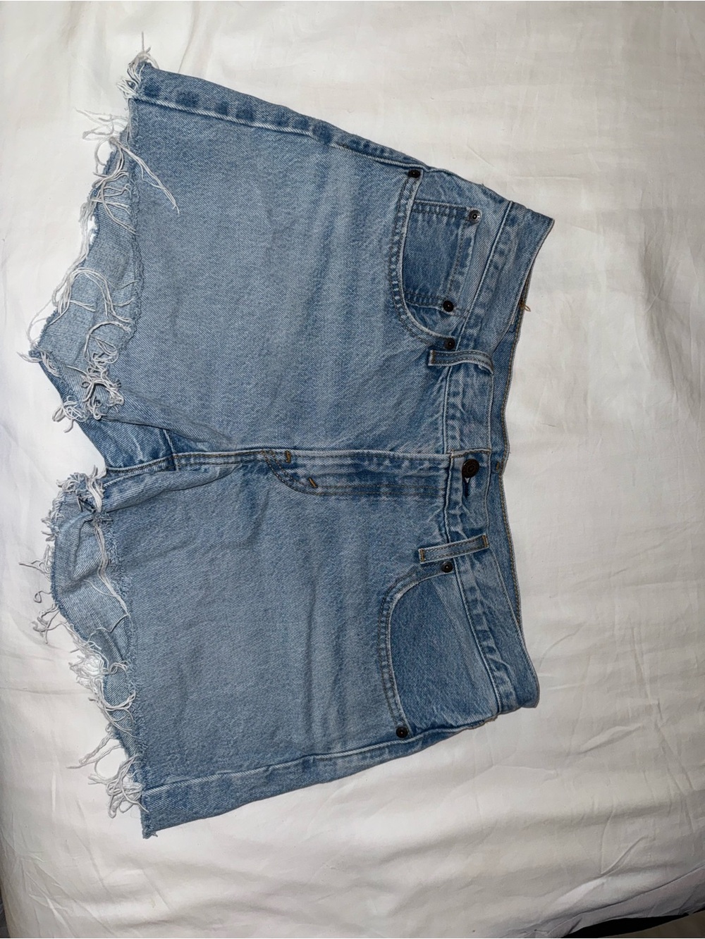 Levi's Light Blue Distressed Denim Cutoff Shorts